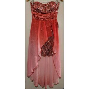 High-Low Pink‎ Sequin Dress Juniors 7 M Homecoming Prom Strapless Speechless